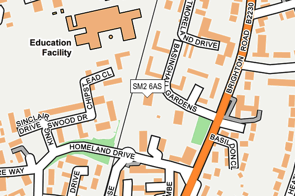 SM2 6AS map - OS OpenMap – Local (Ordnance Survey)