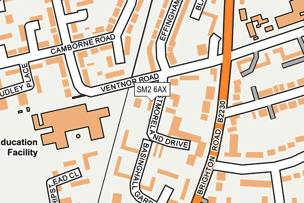 SM2 6AX map - OS OpenMap – Local (Ordnance Survey)