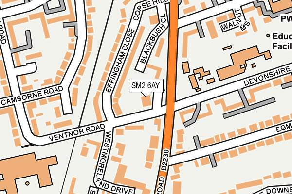 SM2 6AY map - OS OpenMap – Local (Ordnance Survey)