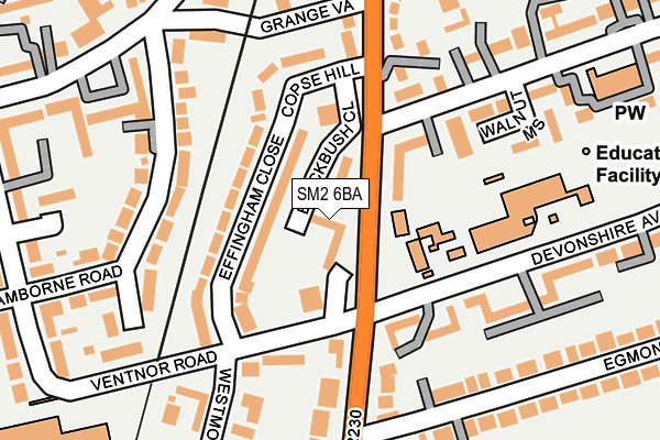 SM2 6BA map - OS OpenMap – Local (Ordnance Survey)