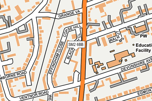 SM2 6BB map - OS OpenMap – Local (Ordnance Survey)