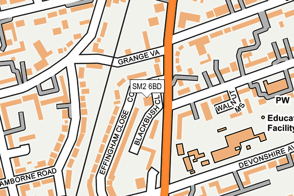SM2 6BD map - OS OpenMap – Local (Ordnance Survey)