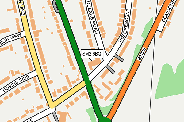 SM2 6BQ map - OS OpenMap – Local (Ordnance Survey)