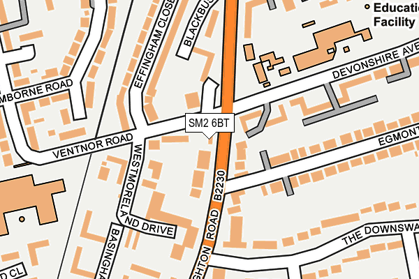 SM2 6BT map - OS OpenMap – Local (Ordnance Survey)