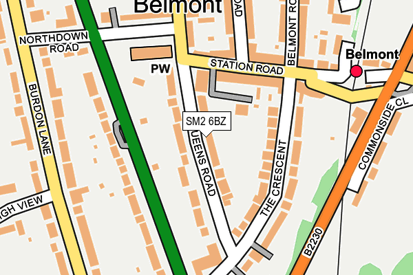 SM2 6BZ map - OS OpenMap – Local (Ordnance Survey)