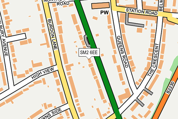 SM2 6EE map - OS OpenMap – Local (Ordnance Survey)