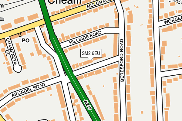 SM2 6EU map - OS OpenMap – Local (Ordnance Survey)