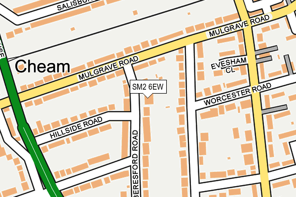 SM2 6EW map - OS OpenMap – Local (Ordnance Survey)