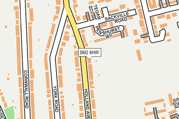 SM2 6HW map - OS OpenMap – Local (Ordnance Survey)