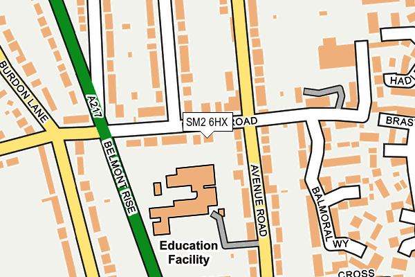SM2 6HX map - OS OpenMap – Local (Ordnance Survey)