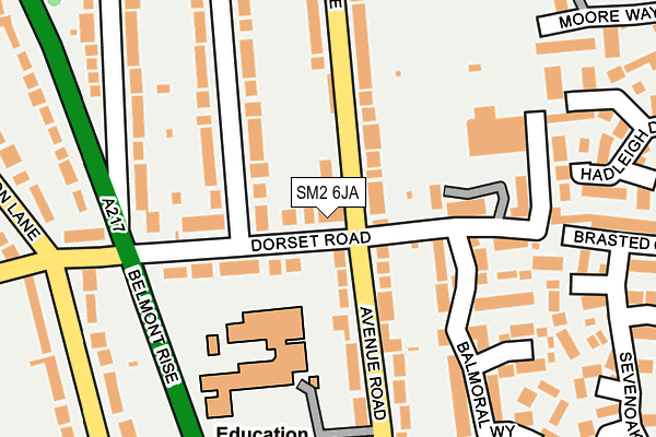 SM2 6JA map - OS OpenMap – Local (Ordnance Survey)