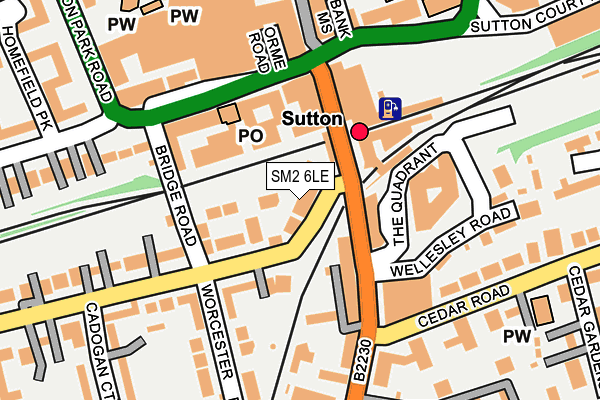SM2 6LE map - OS OpenMap – Local (Ordnance Survey)