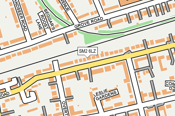 SM2 6LZ map - OS OpenMap – Local (Ordnance Survey)