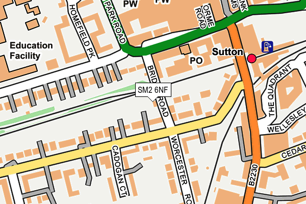 SM2 6NF map - OS OpenMap – Local (Ordnance Survey)