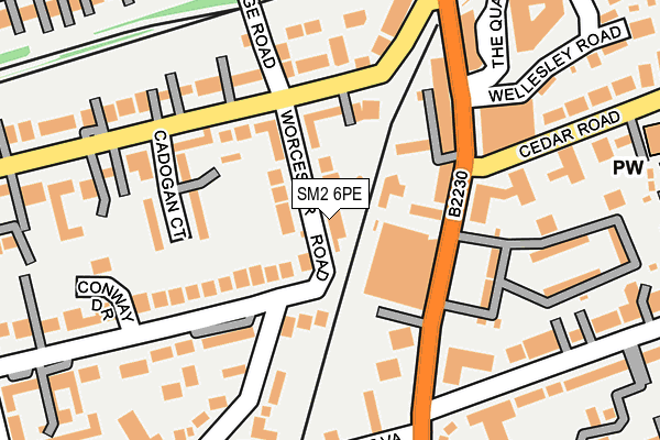 SM2 6PE map - OS OpenMap – Local (Ordnance Survey)