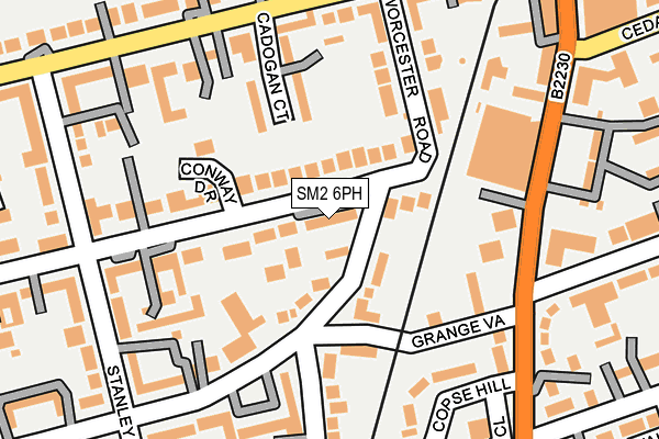 SM2 6PH map - OS OpenMap – Local (Ordnance Survey)