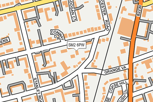 SM2 6PW map - OS OpenMap – Local (Ordnance Survey)