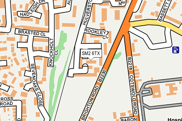 SM2 6TX map - OS OpenMap – Local (Ordnance Survey)