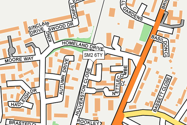 SM2 6TY map - OS OpenMap – Local (Ordnance Survey)