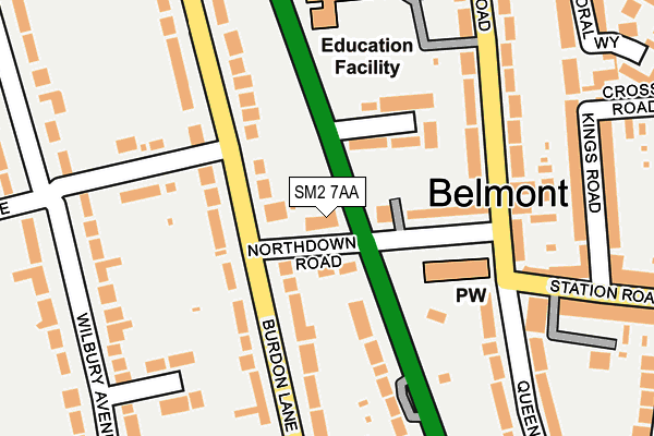 SM2 7AA map - OS OpenMap – Local (Ordnance Survey)