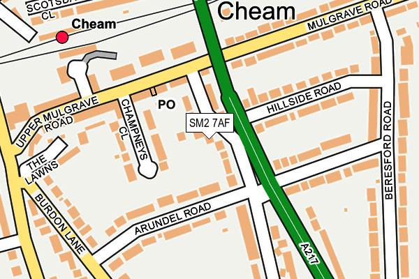 SM2 7AF map - OS OpenMap – Local (Ordnance Survey)