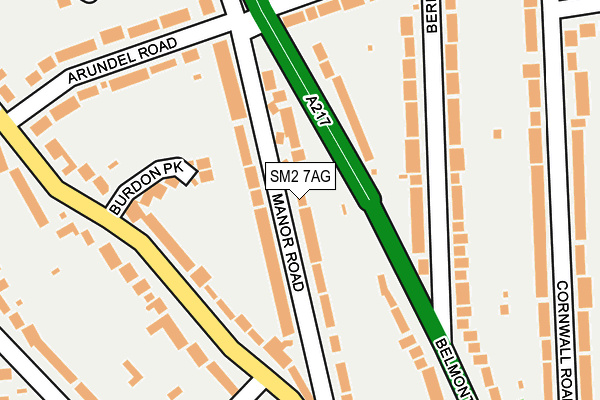 SM2 7AG map - OS OpenMap – Local (Ordnance Survey)