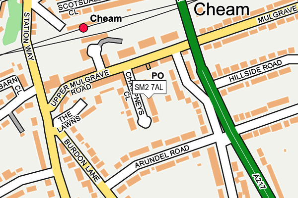 SM2 7AL map - OS OpenMap – Local (Ordnance Survey)