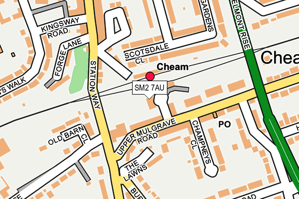 SM2 7AU map - OS OpenMap – Local (Ordnance Survey)