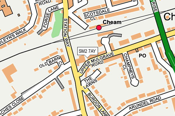 SM2 7AY map - OS OpenMap – Local (Ordnance Survey)