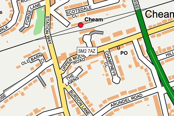 SM2 7AZ map - OS OpenMap – Local (Ordnance Survey)