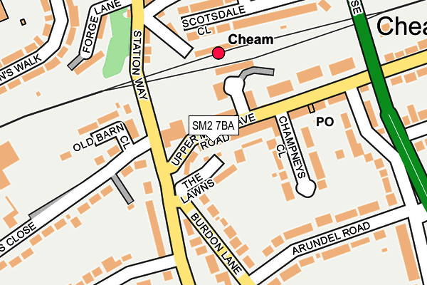 SM2 7BA map - OS OpenMap – Local (Ordnance Survey)