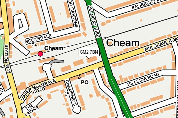 SM2 7BN map - OS OpenMap – Local (Ordnance Survey)