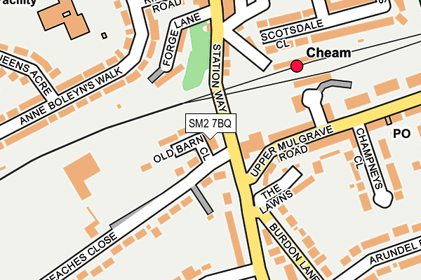 SM2 7BQ map - OS OpenMap – Local (Ordnance Survey)