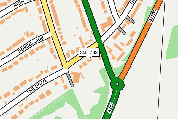SM2 7BS map - OS OpenMap – Local (Ordnance Survey)