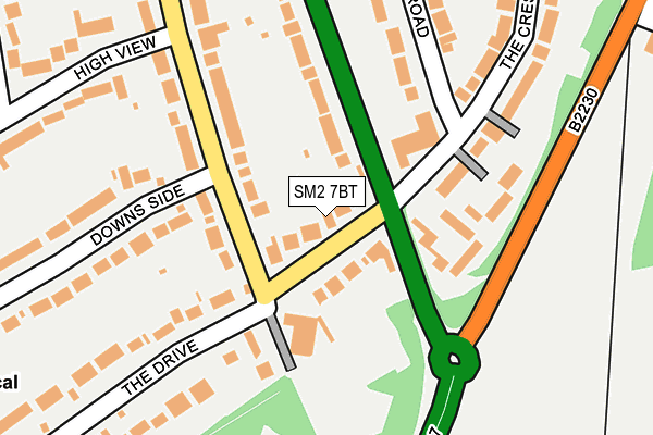 SM2 7BT map - OS OpenMap – Local (Ordnance Survey)