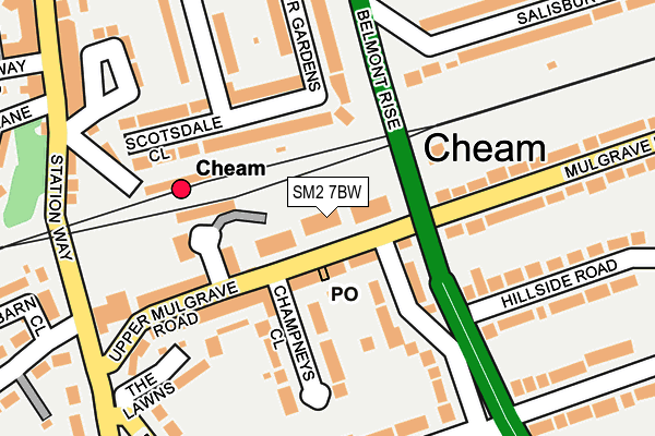 SM2 7BW map - OS OpenMap – Local (Ordnance Survey)