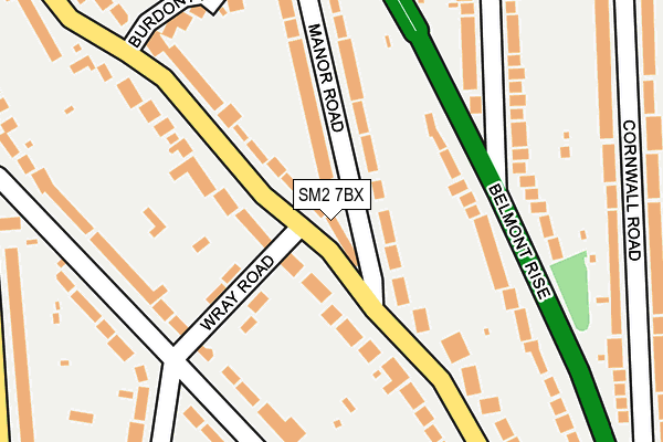 SM2 7BX map - OS OpenMap – Local (Ordnance Survey)
