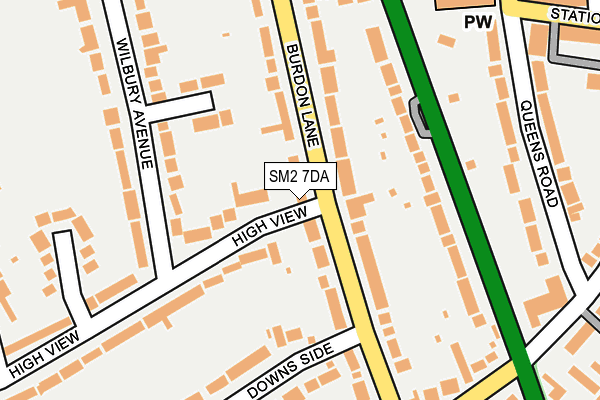 SM2 7DA map - OS OpenMap – Local (Ordnance Survey)