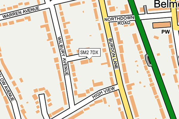 SM2 7DX map - OS OpenMap – Local (Ordnance Survey)