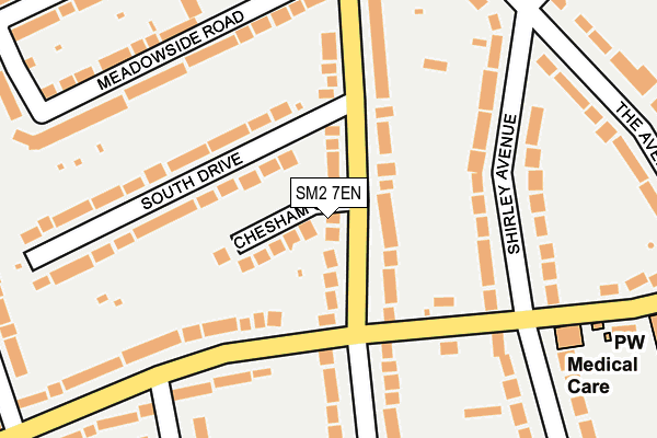 SM2 7EN map - OS OpenMap – Local (Ordnance Survey)