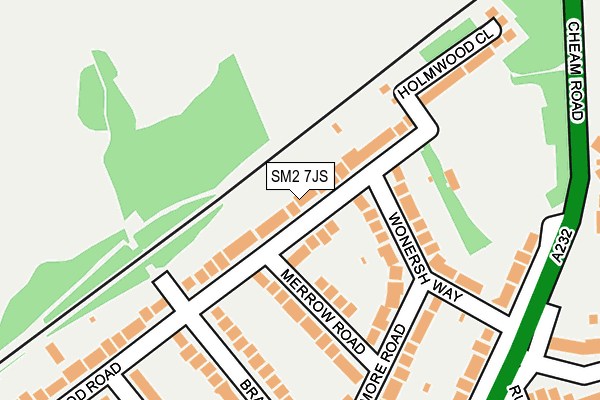 SM2 7JS map - OS OpenMap – Local (Ordnance Survey)