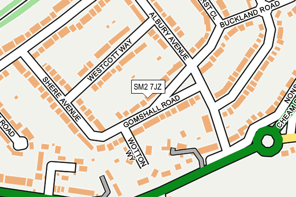 SM2 7JZ map - OS OpenMap – Local (Ordnance Survey)