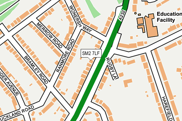 SM2 7LF map - OS OpenMap – Local (Ordnance Survey)