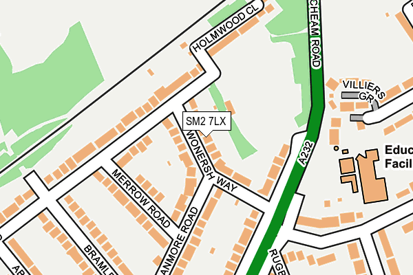 SM2 7LX map - OS OpenMap – Local (Ordnance Survey)