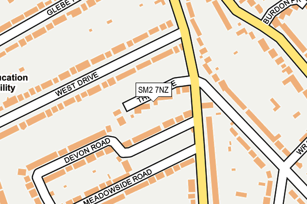 SM2 7NZ map - OS OpenMap – Local (Ordnance Survey)