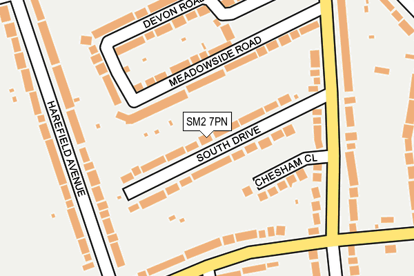 SM2 7PN map - OS OpenMap – Local (Ordnance Survey)