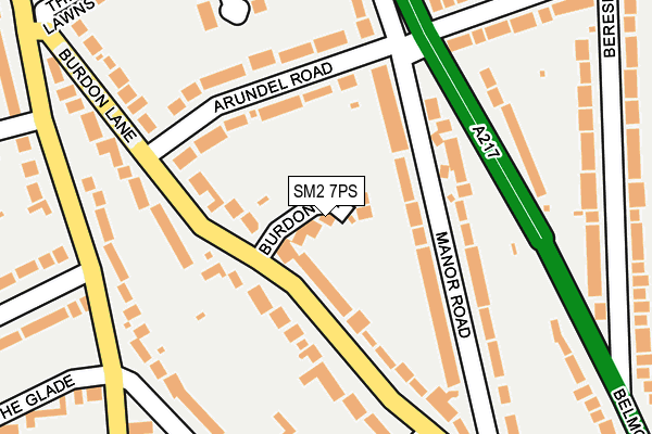 SM2 7PS map - OS OpenMap – Local (Ordnance Survey)