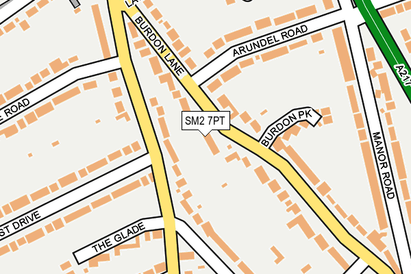 SM2 7PT map - OS OpenMap – Local (Ordnance Survey)