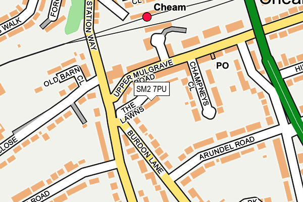 SM2 7PU map - OS OpenMap – Local (Ordnance Survey)