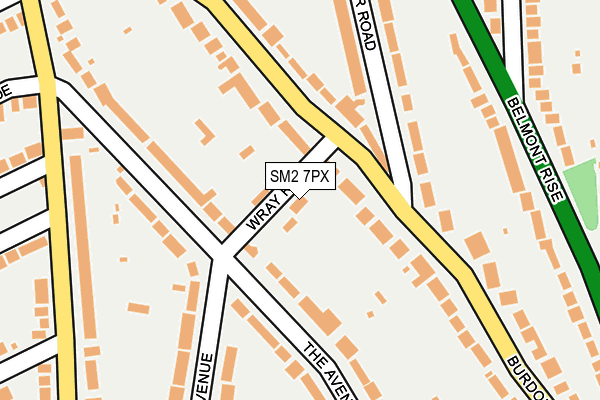 SM2 7PX map - OS OpenMap – Local (Ordnance Survey)